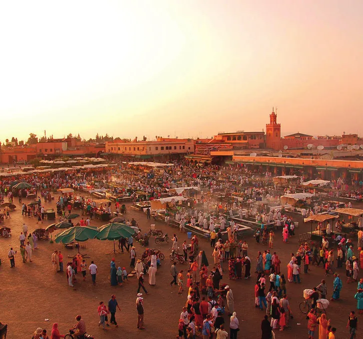 Jemaa el-Fna square at sunset