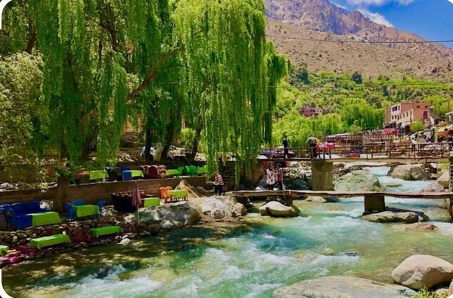 The river of the Ourika valley, at the foot of the Atlas